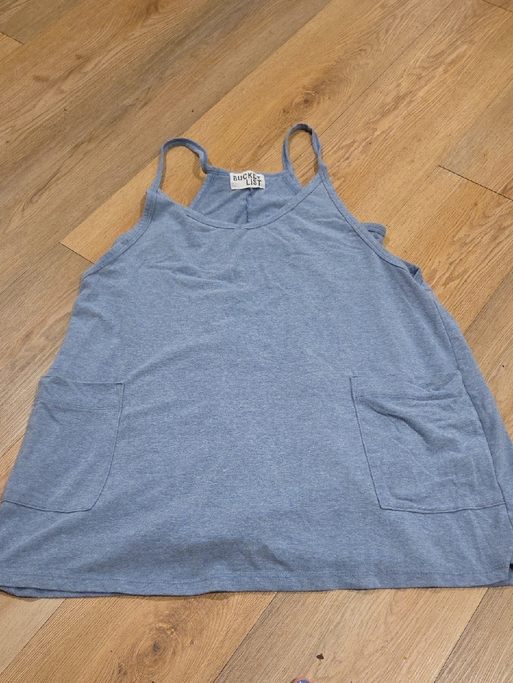 BUCKETLIST Light Heather Blue Women's Pocket Short Dress. Shorts Underneath